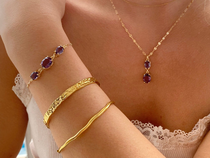 Schmuckset mit Kette und Armband aus vergoldetem Silber und Armband Stacking gold von Alicia's Diary