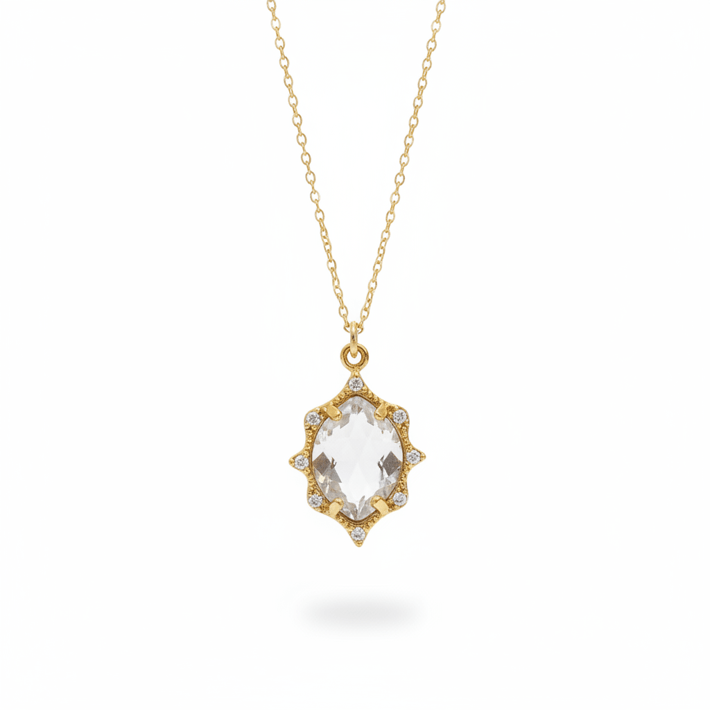 Zarte Goldfill Kette mit rauchgrauem Kristall-Anhänger, romantischer Schmuck für junge Frauen und Teenager Mädchen, Schmuck Online Shop
