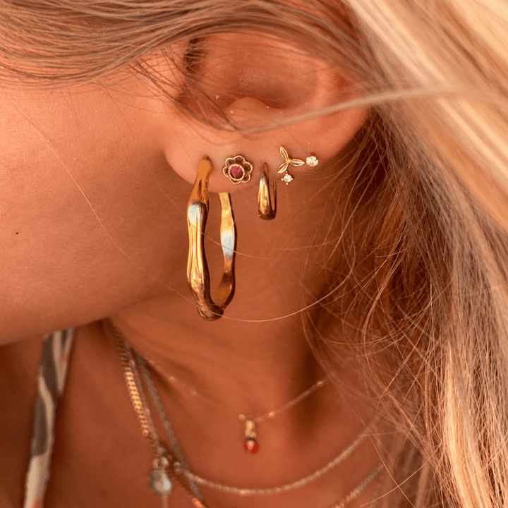 Goldene dicke Creolen, Schmuck für junge Frauen aus vergoldetem Silber, hautfreundliche Creolen, Beach Girl Schmuck Inspo