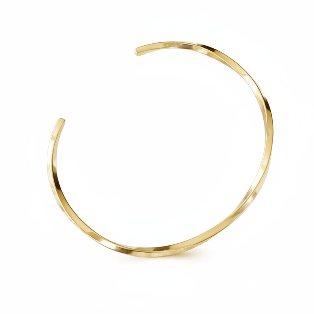 Goldene gedrehte Armspange aus wasserfestem Edelstahl, goldener Armreif twisted, Schmuck Online Shop