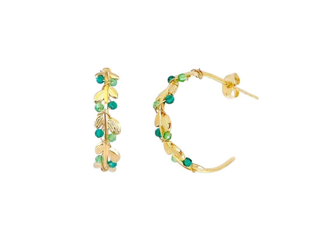 Grüne Boho Creolen mit Perlen-ALICIA'S DIARY®