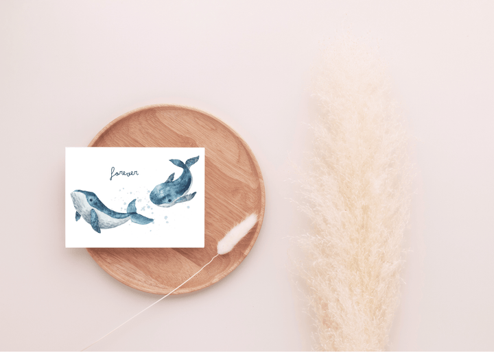 Carte de vœux baleine bleue avec l&