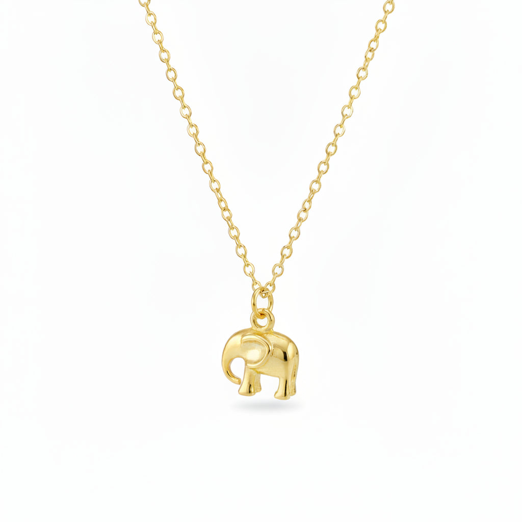 Zarte Gold Halskette mit Elefanten Charm aus vergoldetem 925 Sterlingsilber, persönliches Schmuckgeschenk für junge Frauen