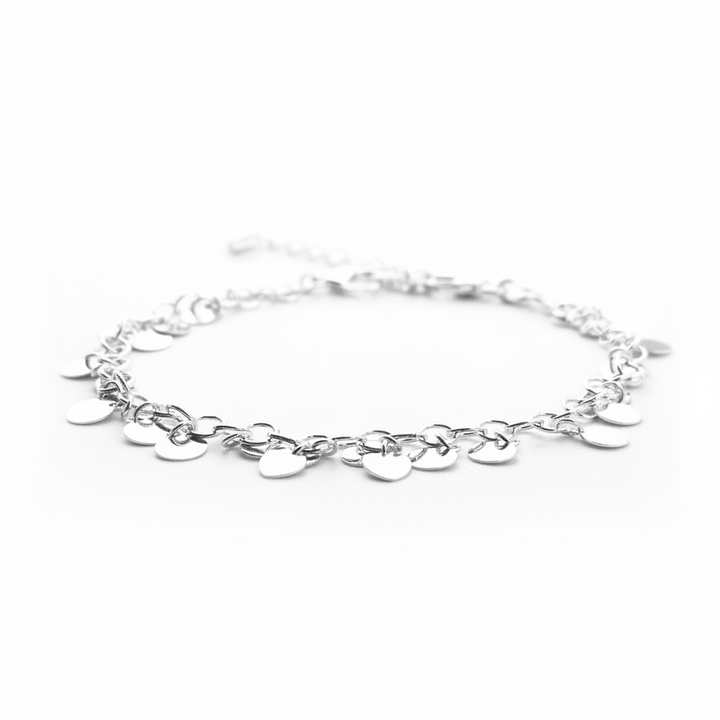 Pulsera plateada con abalorios redondos pequeños