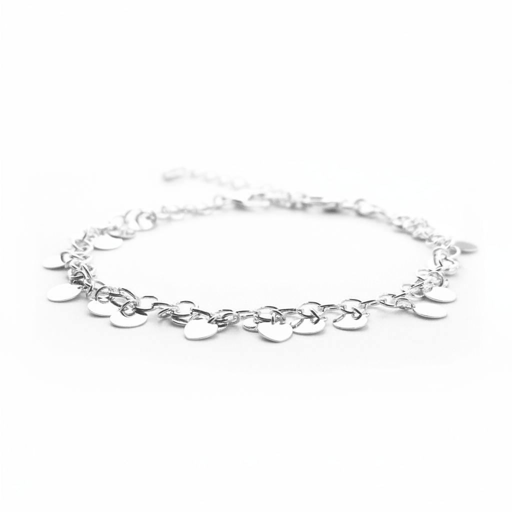 Silbernes Bettelarmband, Armband mit vielen Anhängern, mit Coins, Plättchen aus 925 Sterlingsilber, echt Silber Armband für Frauen und Mädchen