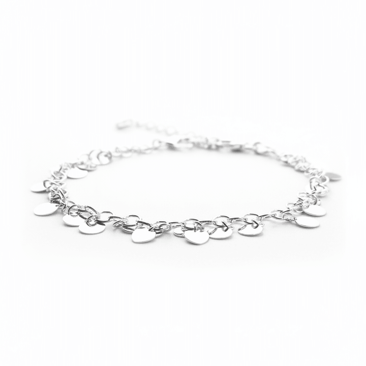 Silbernes Bettelarmband, Armband mit vielen Anhängern, mit Coins, Plättchen aus 925 Sterlingsilber, echt Silber Armband für Frauen und Mädchen