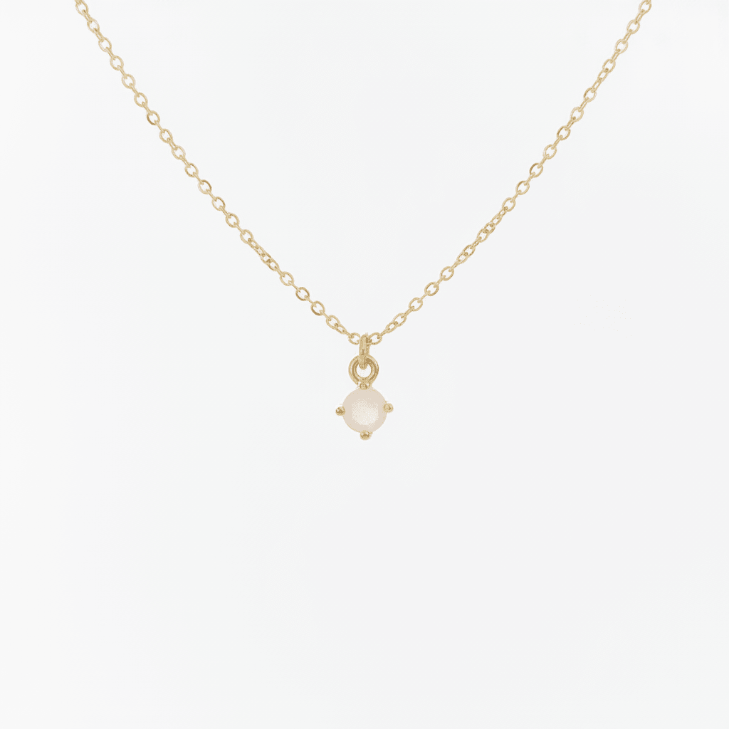 Kette mit Rosenquarz Anhänger, dünne Kette mit kleinem Anhänger, Kette gold mit mini Anhänger, feiner Schmuck für Frauen boho