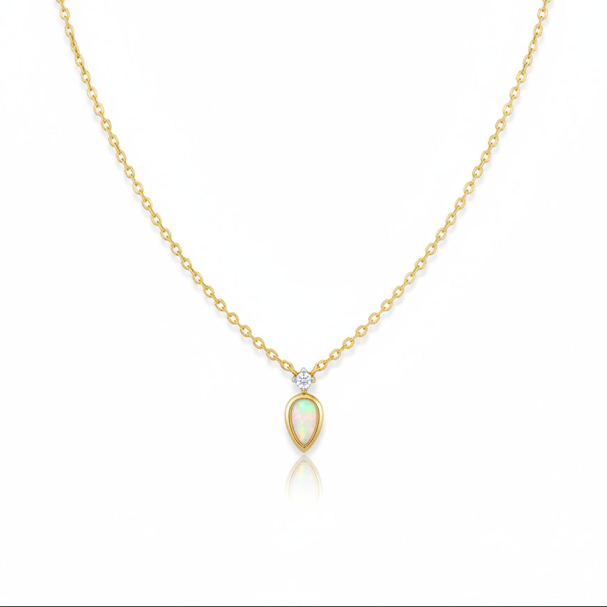 Opal Halskette mit Tropfen Anhänger in Gold aus 925 Silber für junge Frauen von Schmuck Online Shop Alicia&