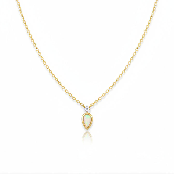 Opal Halskette mit Tropfen Anhänger in Gold aus 925 Silber für junge Frauen von Schmuck Online Shop Alicia&
