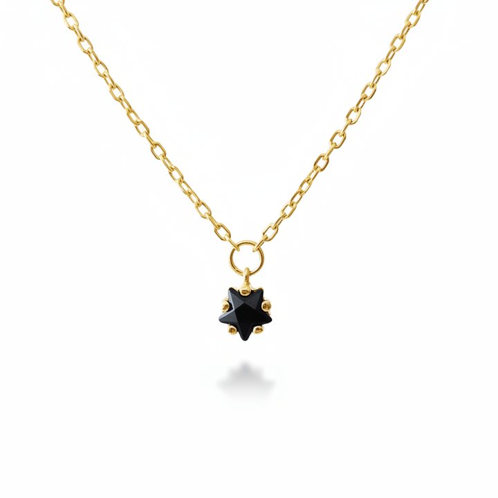 Goldene Halskette aus 925 Sterlingsilber mit kleinem schwarzem Achat Stern Anhänger, dezenter Schmuck für junge Frauen
