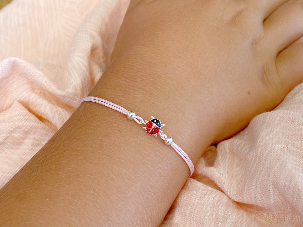 Marienkäfer Armband für Mädchen, leichter und bequemer Kinderschmuck Online Shop, 925 Silber, Einschulung