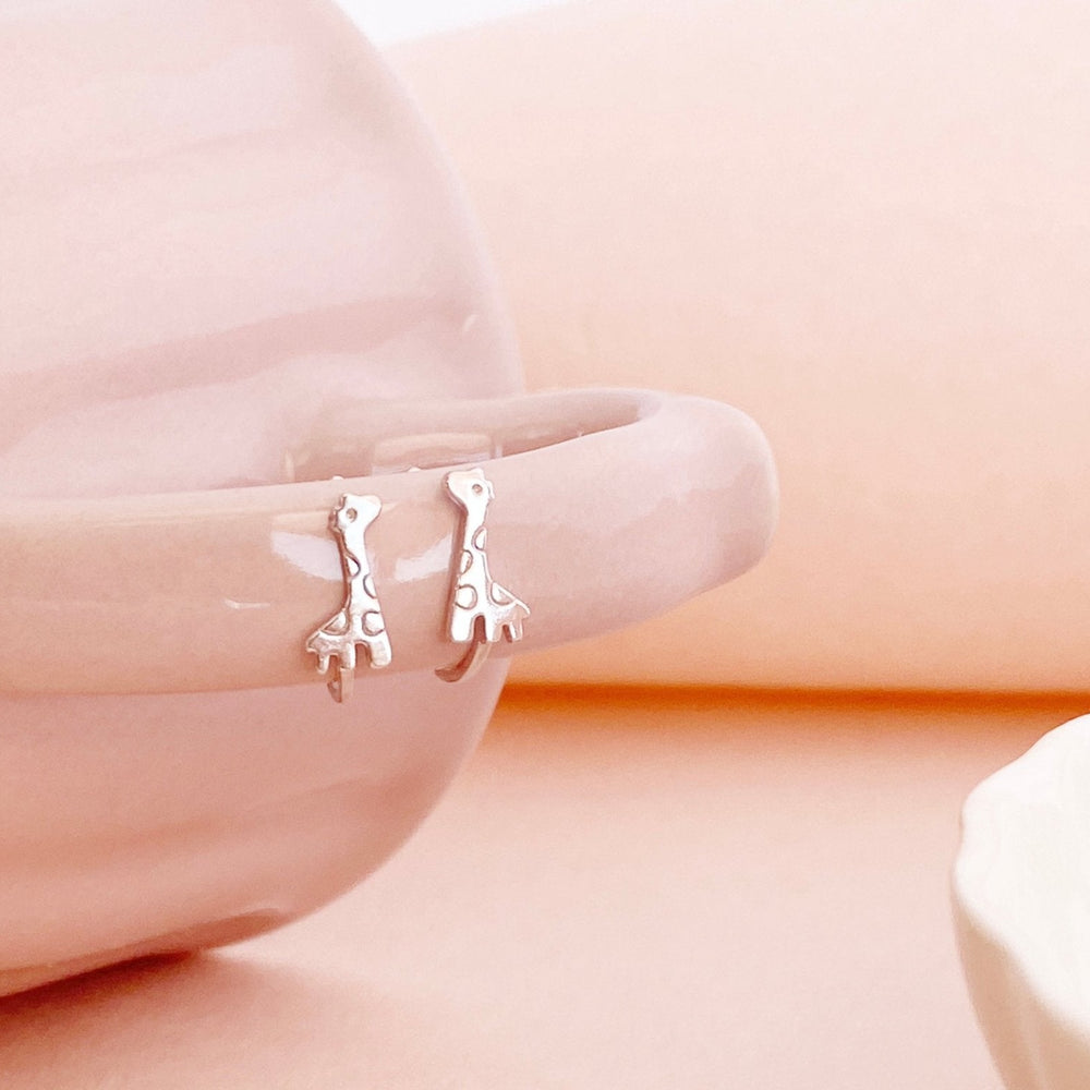 Pendientes infantiles de plata auténtica con clip, con simpáticas jirafas, pendientes con motivos de animales, pendientes sin perforación de Alicia's Diary.