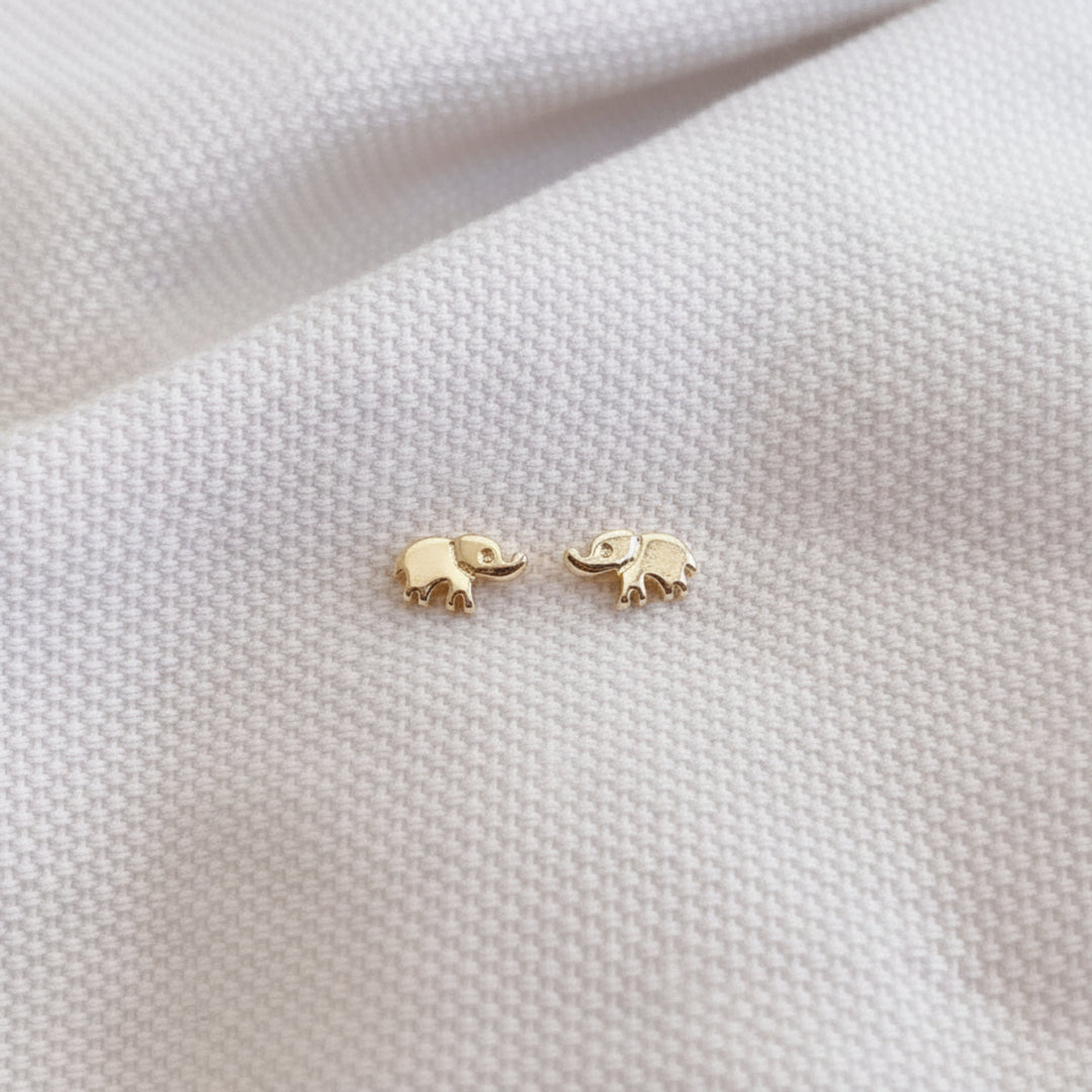Gold-plated elephant stud earrings in 925 sterling silver - Alicia&