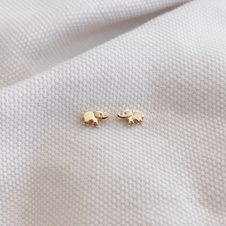 Gold-plated elephant stud earrings in 925 sterling silver - Alicia&