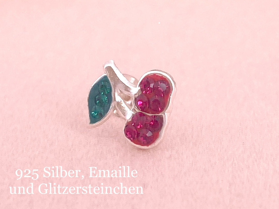 Glitzer Ohrringe für kleine Mädchen mit Kirschen, Geschenkidee von Alicia's Diary