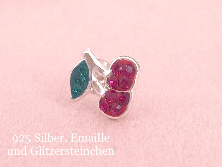 Glitzer Ohrringe für kleine Mädchen mit Kirschen, Geschenkidee von Alicia's Diary