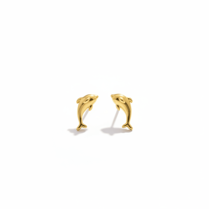 Goldene Kinder-Ohrringe mit Delfinen, 925 Silber Ohrstecker für Mädchen mit Definen, klassischer Kinderschmuck