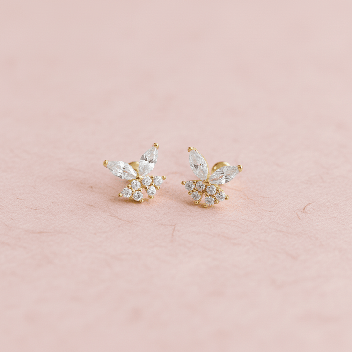 Schmetterling Ohrstecker, goldene Schmetterling Ohrringe Kinder, Schmetterling Ohrring Stecker, vergoldete Silber Ohrstecker