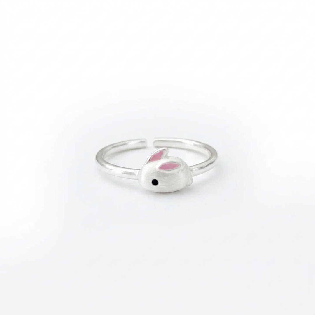 Echt silberner Kinderring mit Hasen Motiv, Schmuck für Kinder mit Hase, hypoallergener Kinderschmuck mit Tieren