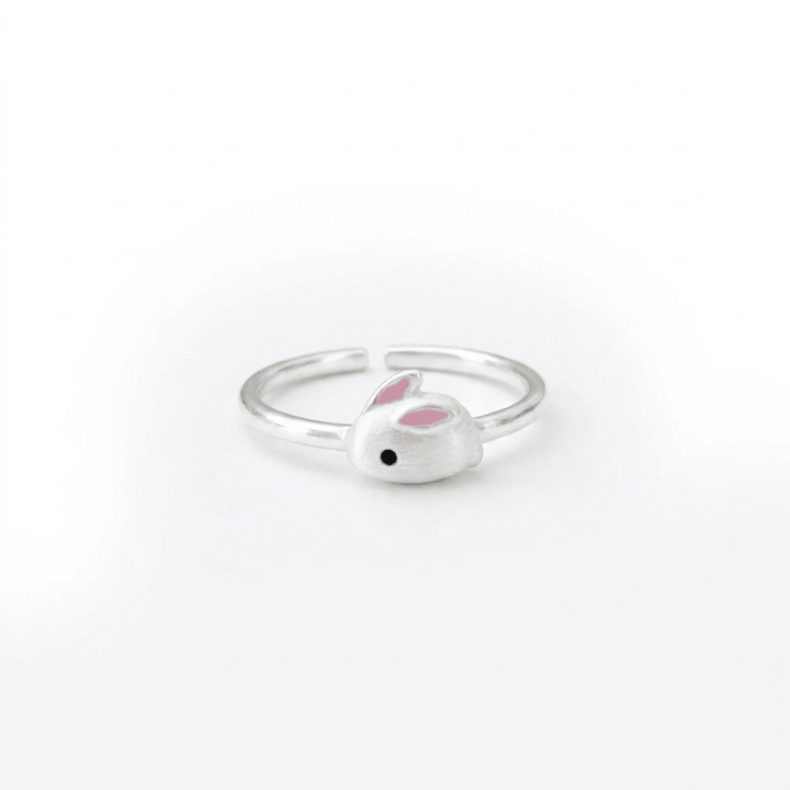 Echt silberner Kinderring mit Hasen Motiv, Schmuck für Kinder mit Hase, hypoallergener Kinderschmuck mit Tieren