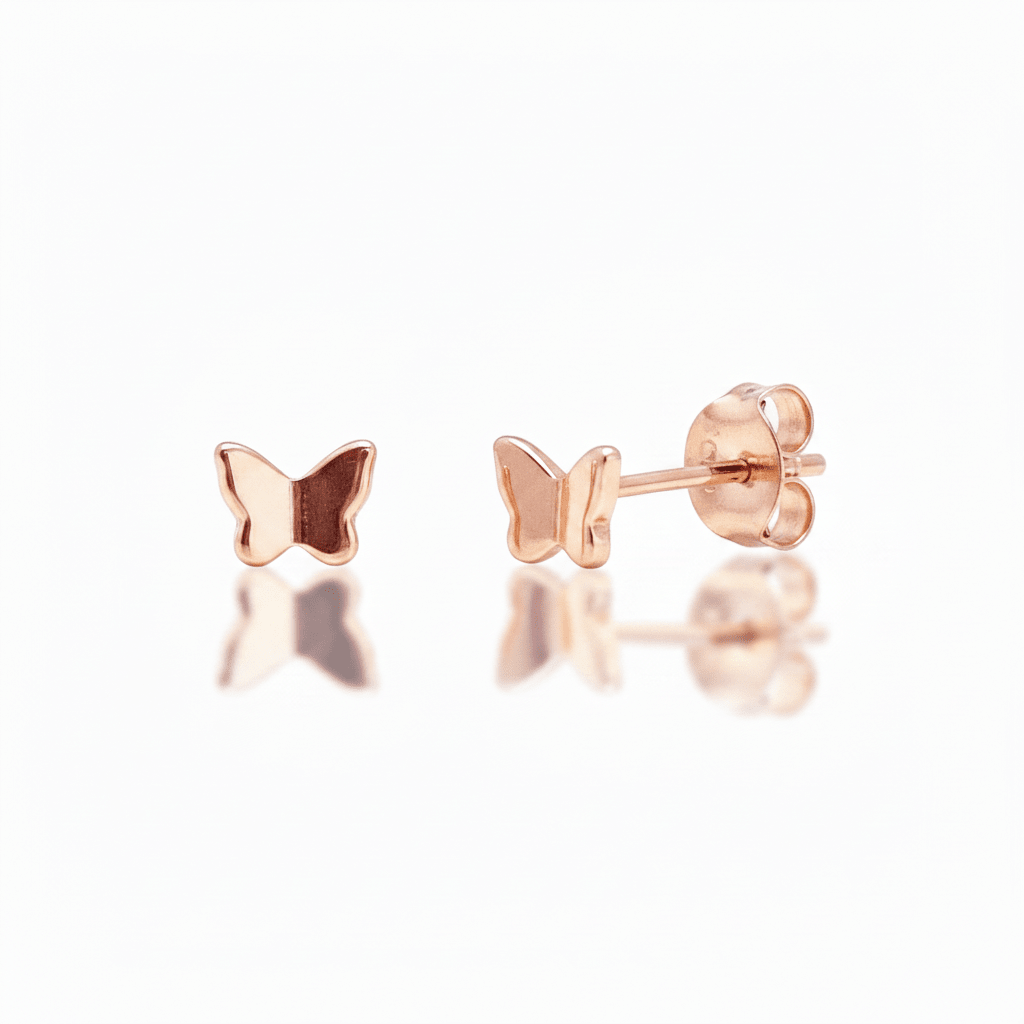 Roségoldene Ohrstecker Schmetterlinge-cute &amp; girly-google-feed-Kinderschmuck