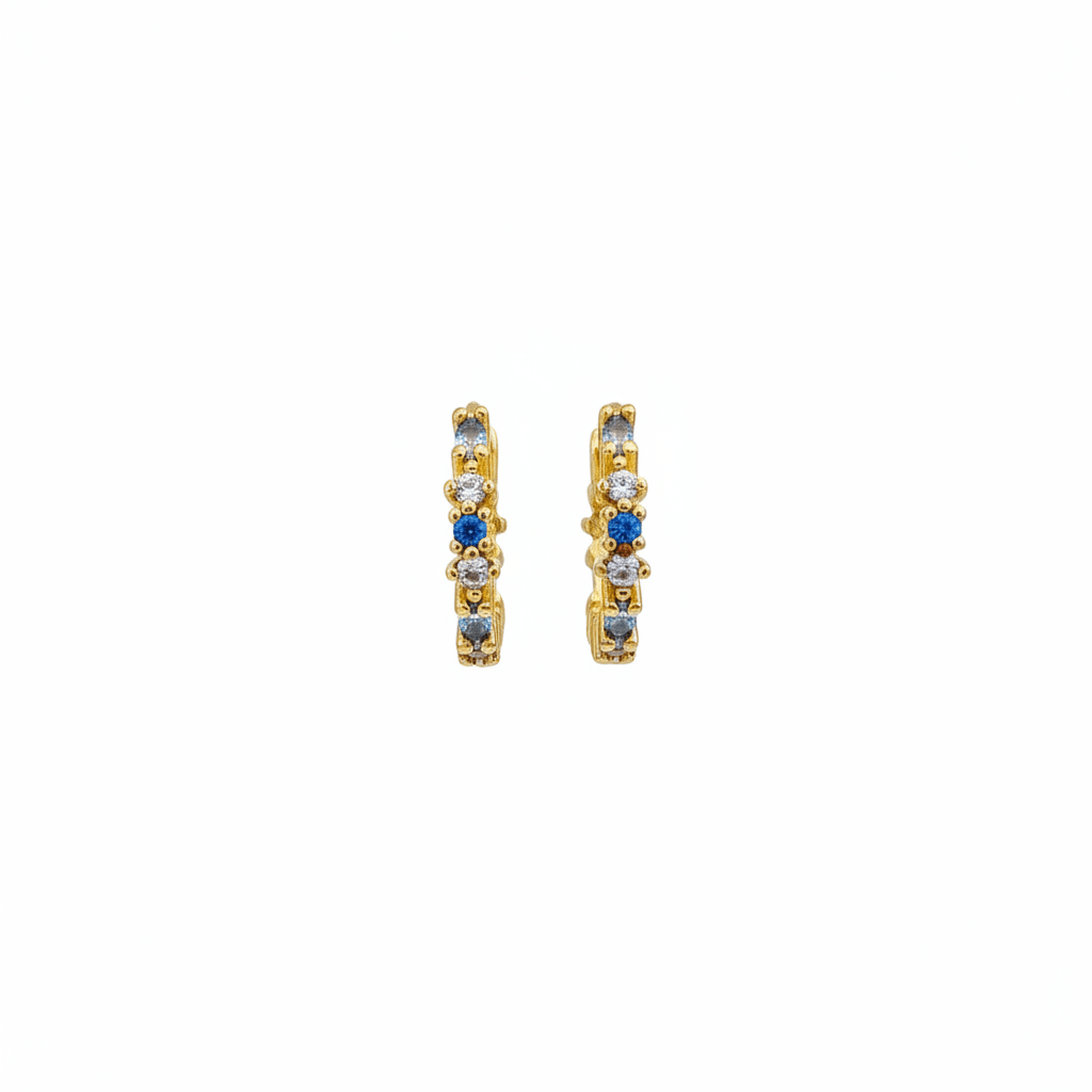 Blue Crystal Huggies Creolen-Blau-bunte steine-creolen