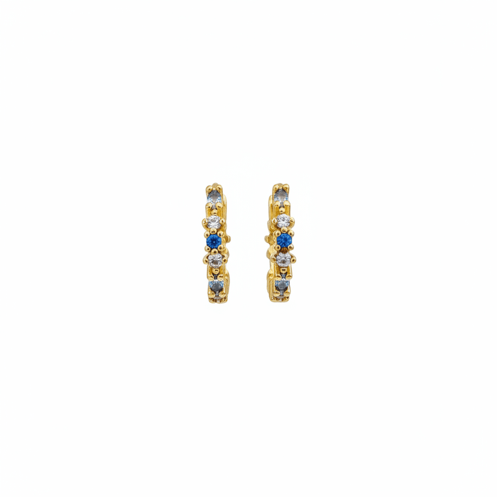 Blue Crystal Huggies Creolen-Blau-bunte steine-creolen