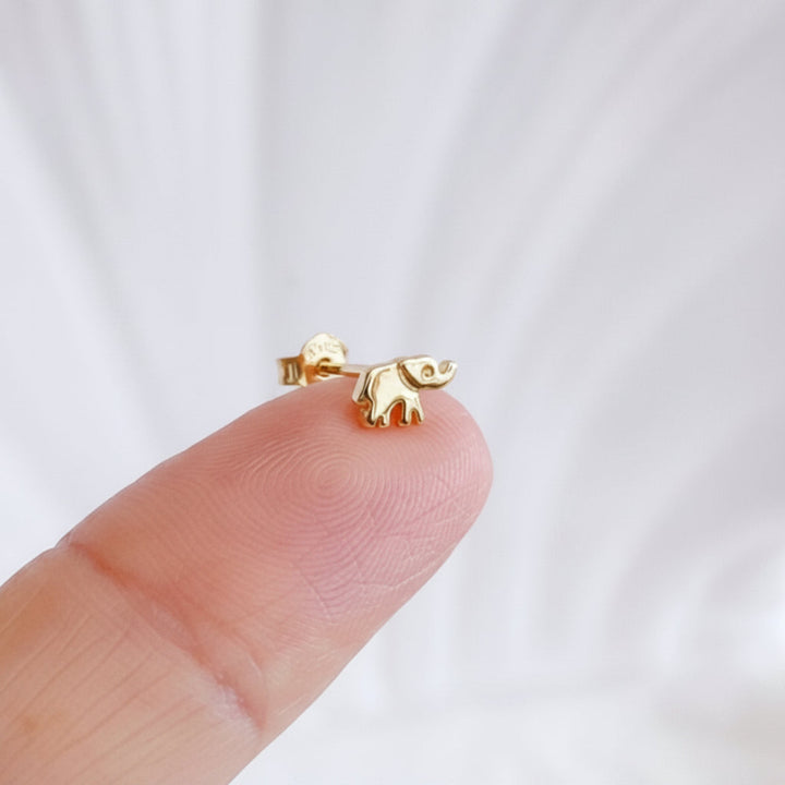 Gold-plated elephant stud earrings in 925 sterling silver - Alicia&