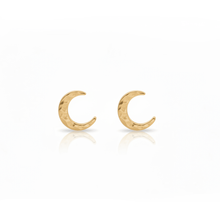 Goldene Ohrstecker mit Monden, gehämmerte Ohrringe, Schmuck aus 925 Silber, minimalistische Motiv Ohrstecker