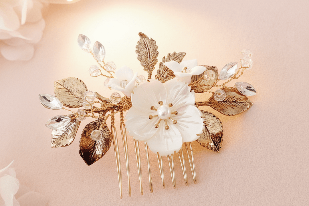 Kleiner Perlmutt Braut Haarkamm | ELENA-blumen-blüten-Boho Hochzeit romantisch
