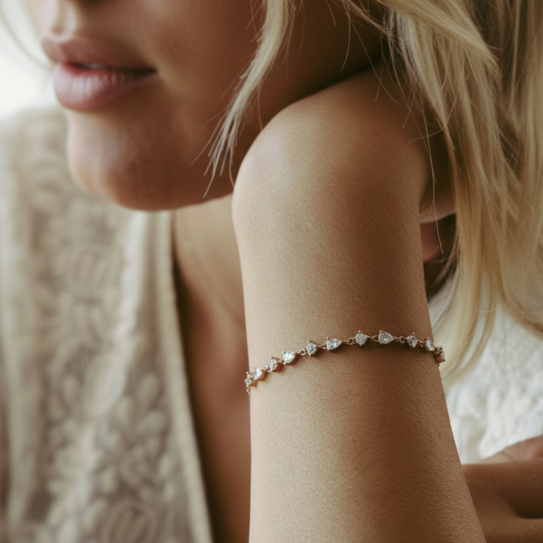Kristall Armband, Cluster Schmuck, romantisches Armkettchen aus 925 Silber, wasserfester Schmuck der nicht abfärbt, nicht verfärbt