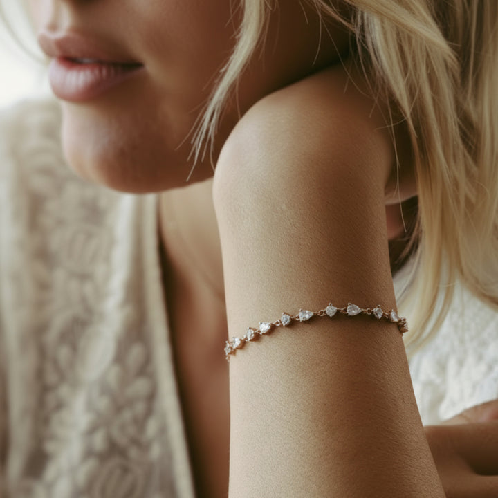 Kristall Armband, Cluster Schmuck, romantisches Armkettchen aus 925 Silber, wasserfester Schmuck der nicht abfärbt, nicht verfärbt