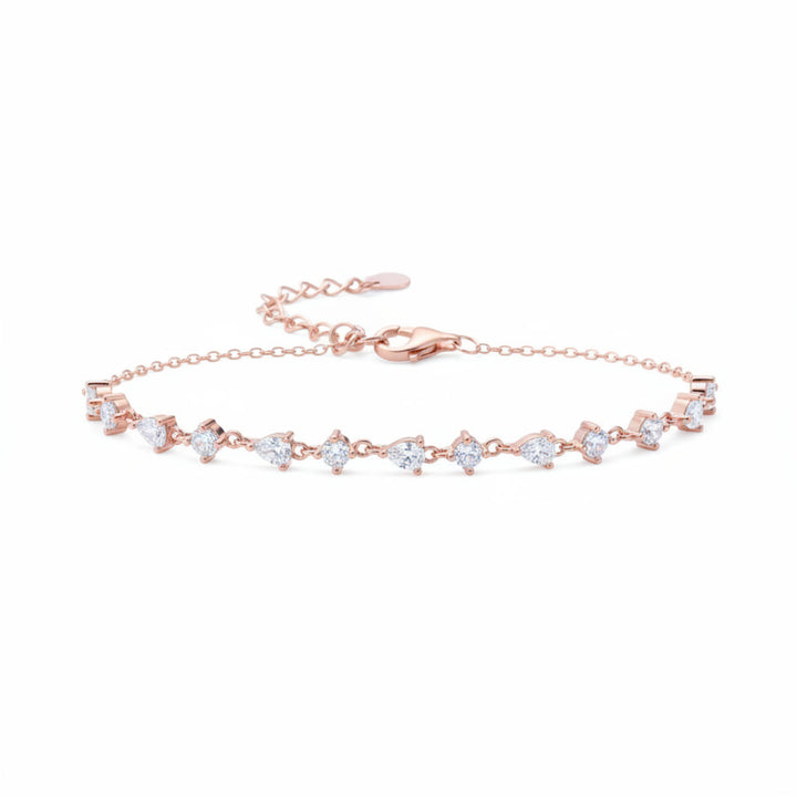 Filigranes Armband mit Strass, Glitzerarmband, romantisches Armkettchen aus 925 Silber, wasserfester Schmuck der nicht abfärbt, nicht verfärbt