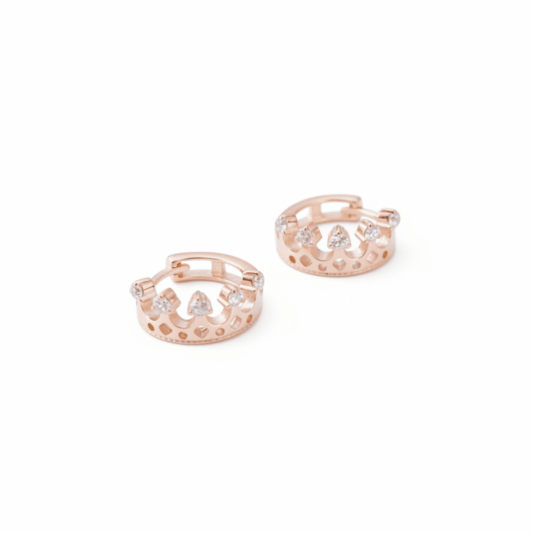Rosévergoldete Kronen Huggies Ohrringe-creolen-Creolen 1 cm-Creolen 10 mm