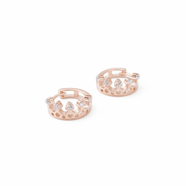 Rosévergoldete Kronen Huggies Ohrringe-creolen-Creolen 1 cm-Creolen 10 mm