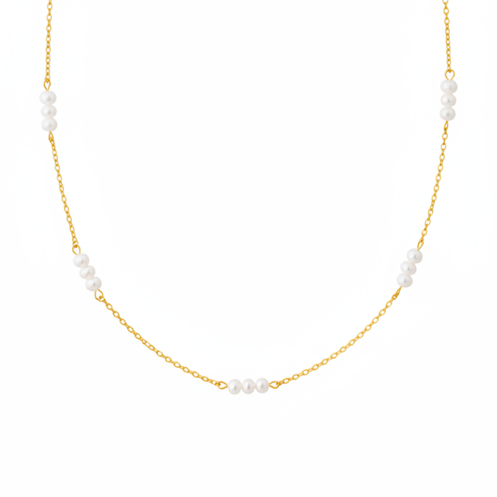 Kurze Choker Halskette mit Perlen aus vergoldetem Edelstahl, Beach Girl Style Schmuck Inspo Ideen für junge Frauen und Teenager Mädchen