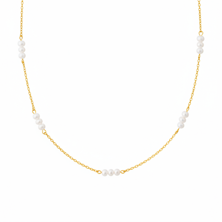 Kurze Choker Halskette mit Perlen aus vergoldetem Edelstahl, Beach Girl Style Schmuck Inspo Ideen für junge Frauen und Teenager Mädchen