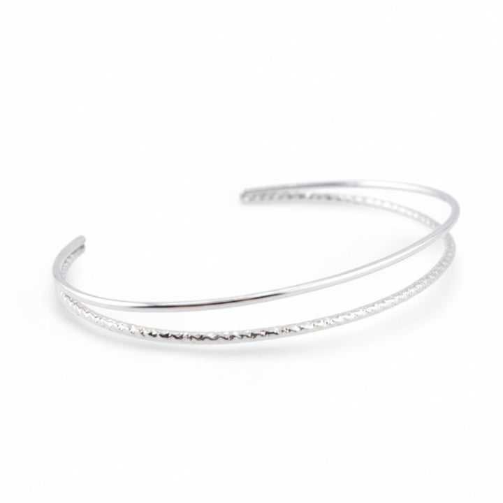 Brazalete doble apilable de plata - ALICIA&