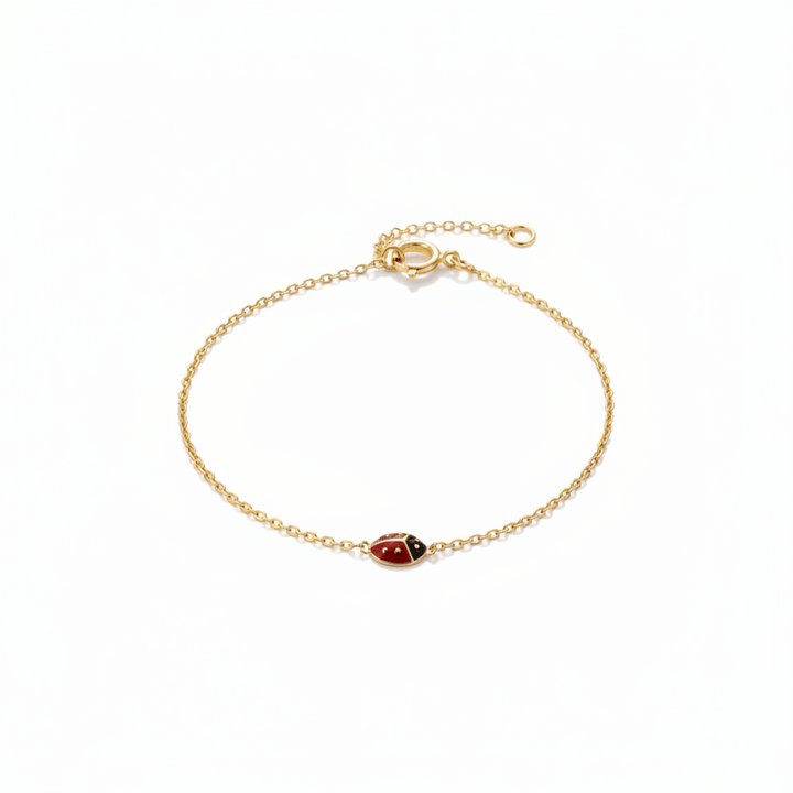 Niedliches goldenes Kinderarmband mit Marienkäfer Anhänger, schöner Kinderschmuck von Alicia&