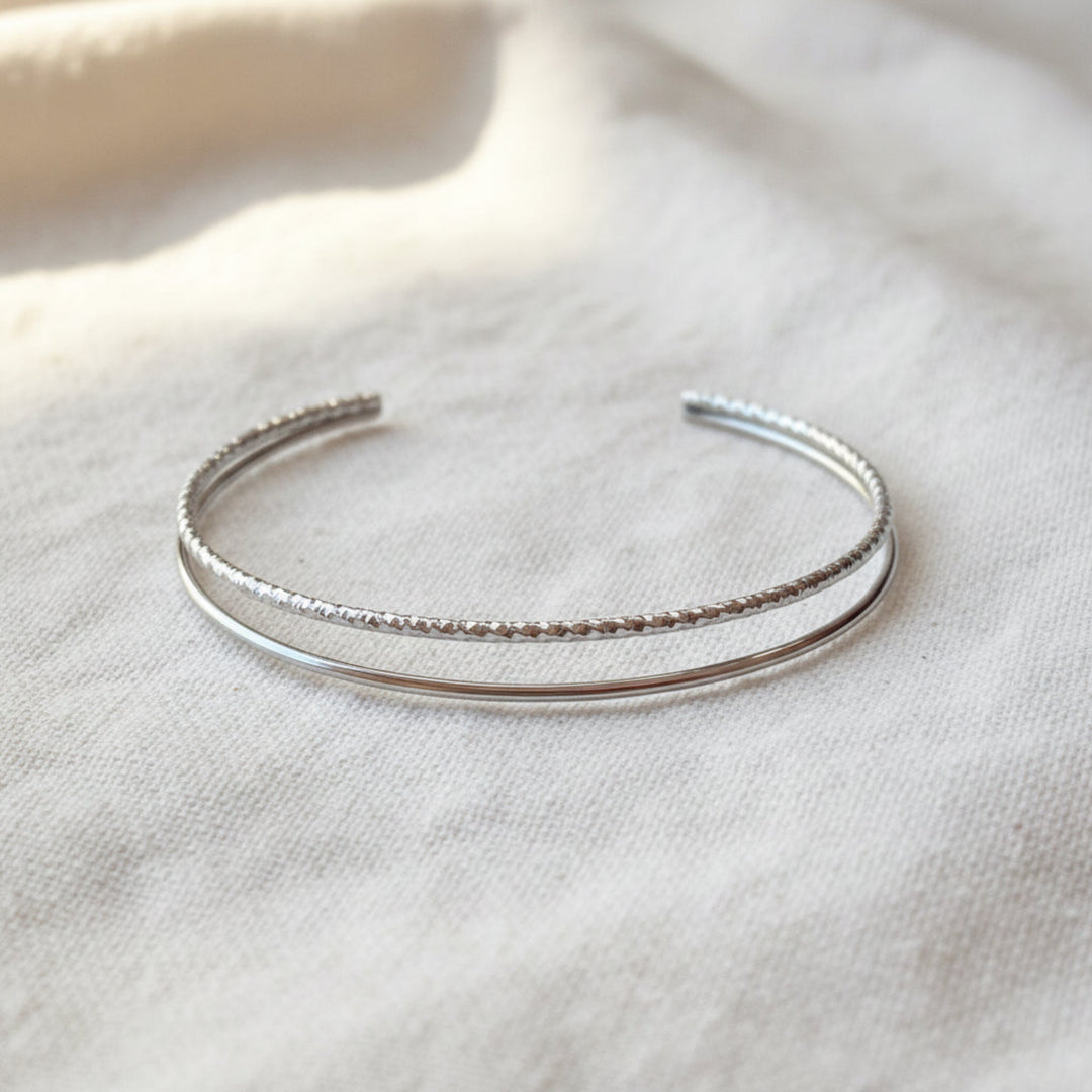 Brazalete doble apilable de plata - ALICIA&