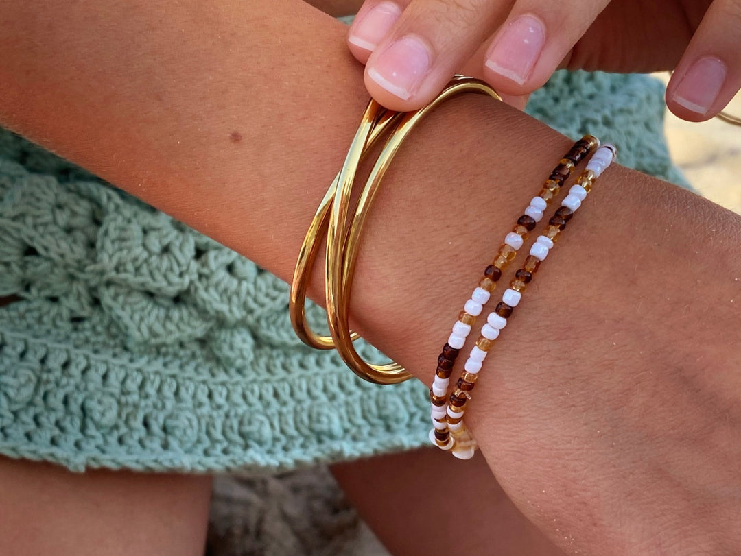 Mehrreihige Armspange Gold aus vergoldetem Edelstahl gewickelt - ALICIA'S DIARY®