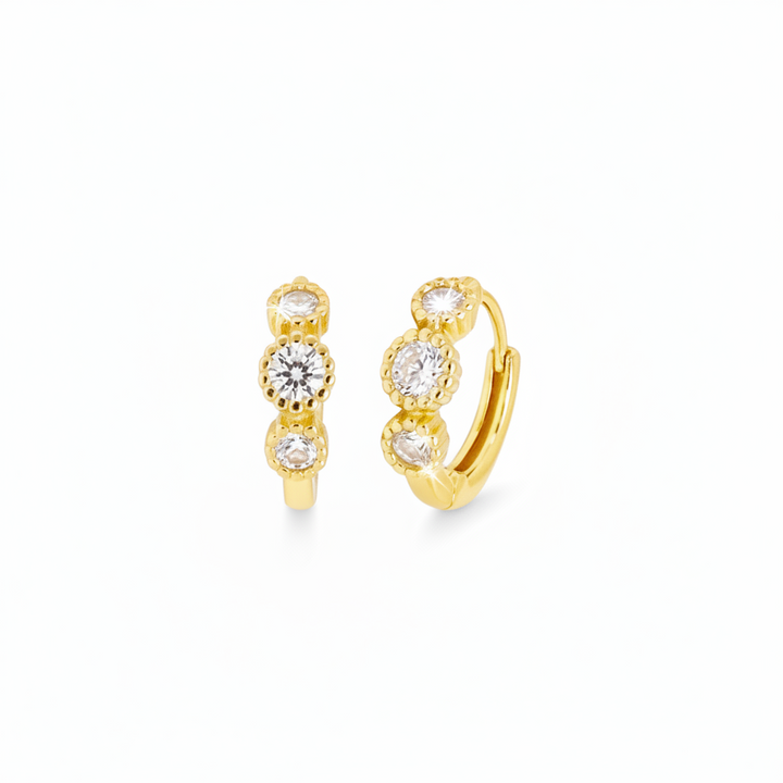 Delicate crystal huggies hoop earrings 10 mm-cute &amp; girly