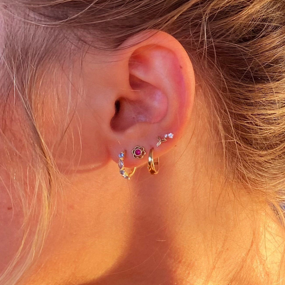 Pendientes de aro azules de plata de ley bañada en oro de ALICIA'S DIARY