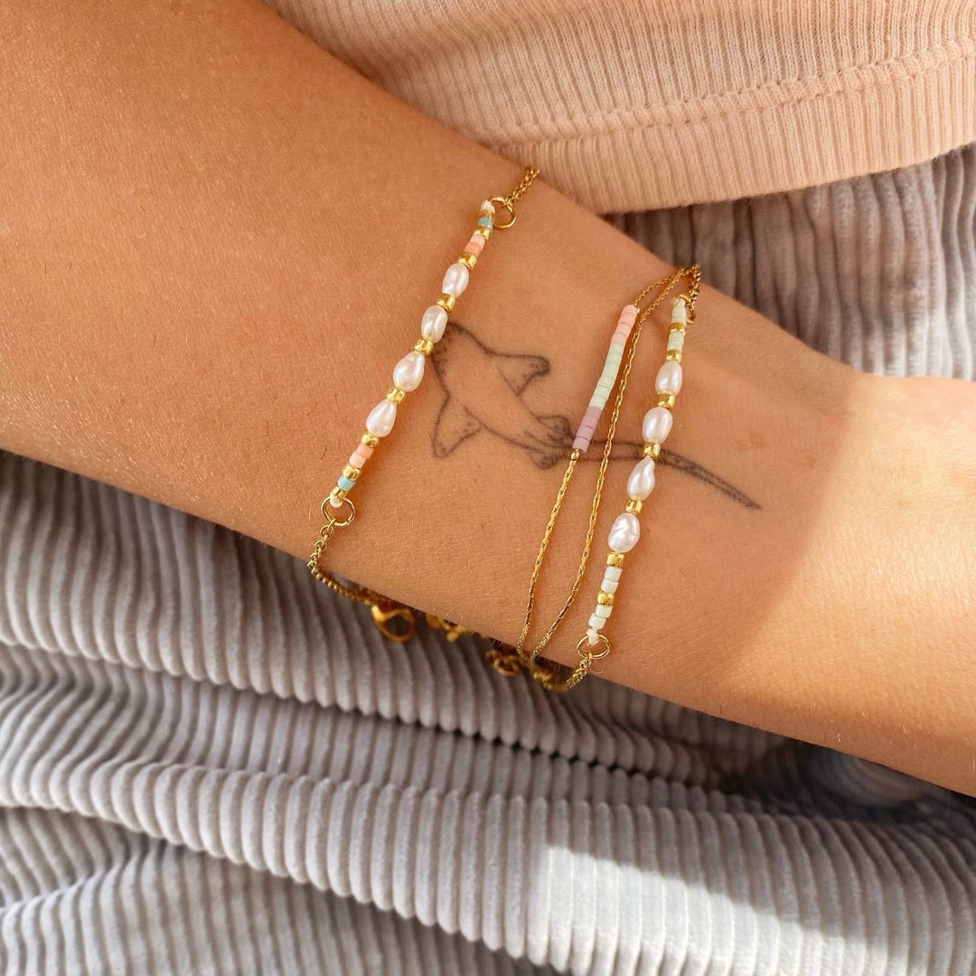 Schmuck für Mädchen 12 Jahre, Beach Girl Boho Armband mit Süßwasserperlen und Miyuki Perlen aus wasserdichtem Edelstahl für Meer, Pool