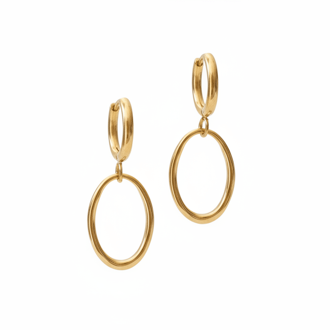 Ovale doppelte Edelstahl Creolen aus wasserfestem Stainless Steel, vergoldet, hochwertiger Stahl Schmuck von Alicia's Diary