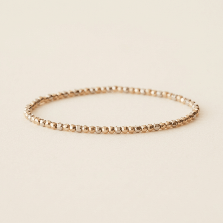 Multicolor Edelstahl Perlen Bracelet, Edelstahl Armband mit eckigen Perlen in Silber, Gold und Roségold, Strech Armband für Bracelet Stacking