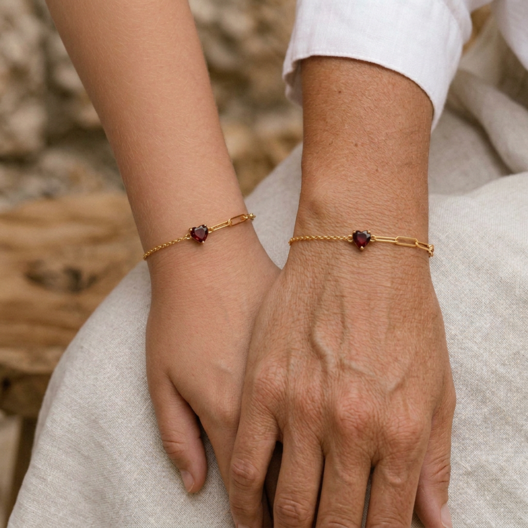 Mutter Kind Armband mit Herz Anhänger, Partner Schmuck, Geschenk Idee für Freundin, Tochter, Frau online bestellen