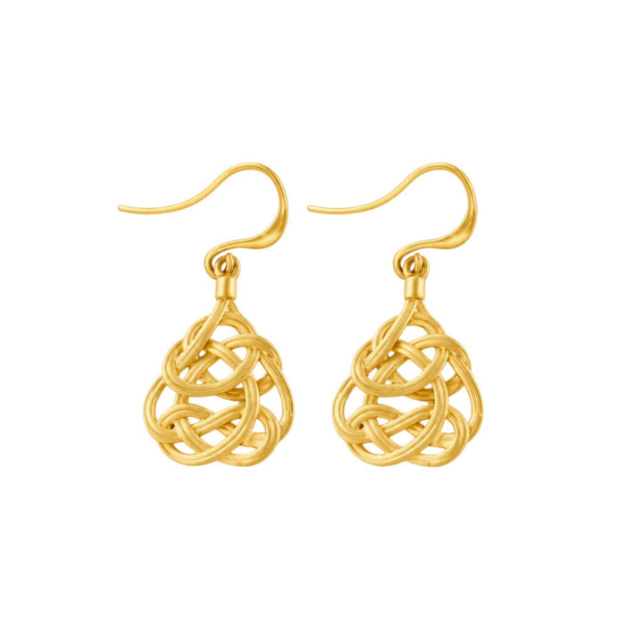 Ornament Ohrringe Gold, Damen Ohrringe hängend Vintage, goldene geflochtene Ohrringe, Boho Ohrringe Gold für Damen Geschenk