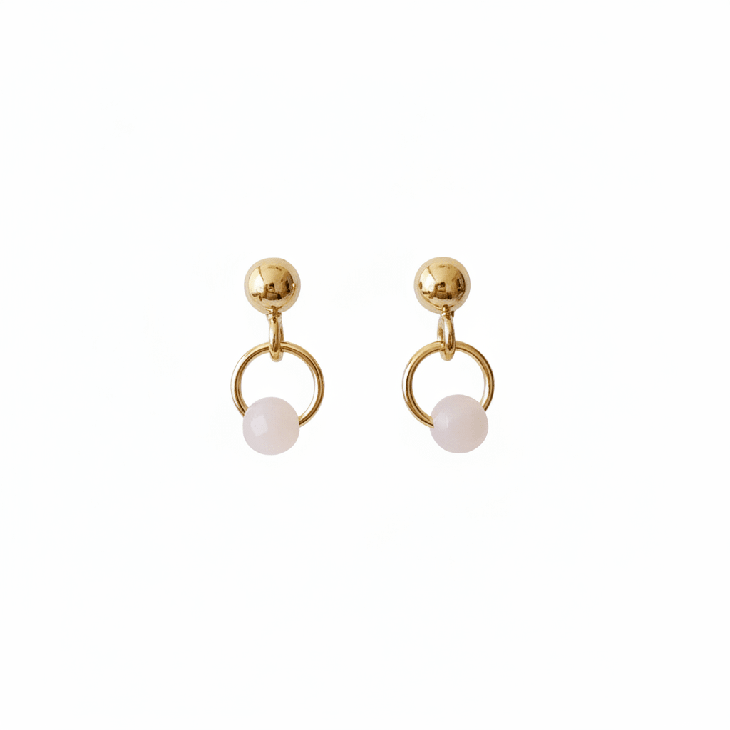 Kleine Gold Ohrstecker mit rosafarbenen Opalen für zweites Ohrloch-cute & girly-Einschulung-goldene ohrringe