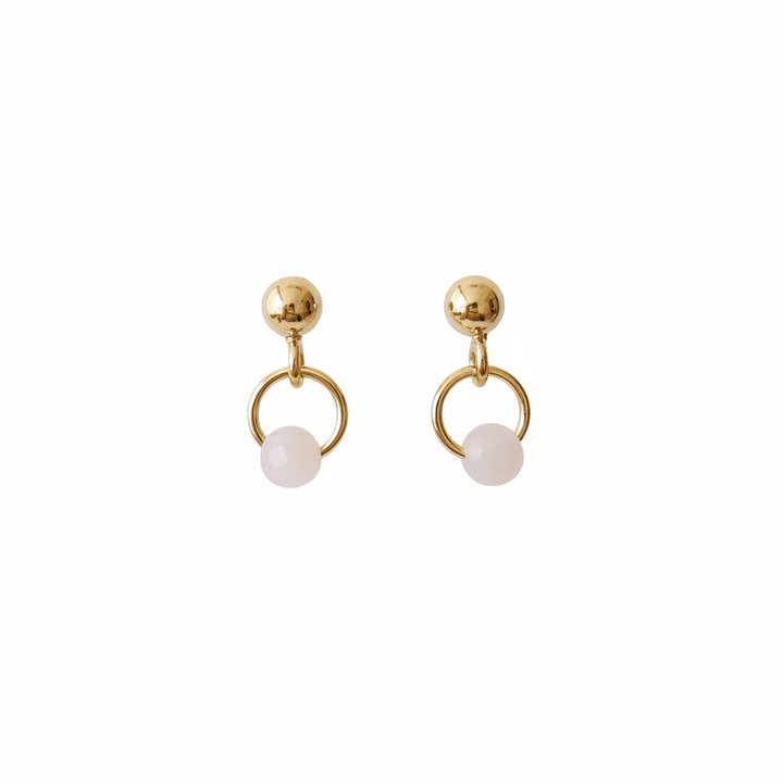Kleine Gold Ohrstecker mit rosafarbenen Opalen für zweites Ohrloch-cute &amp; girly-Einschulung-goldene ohrringe